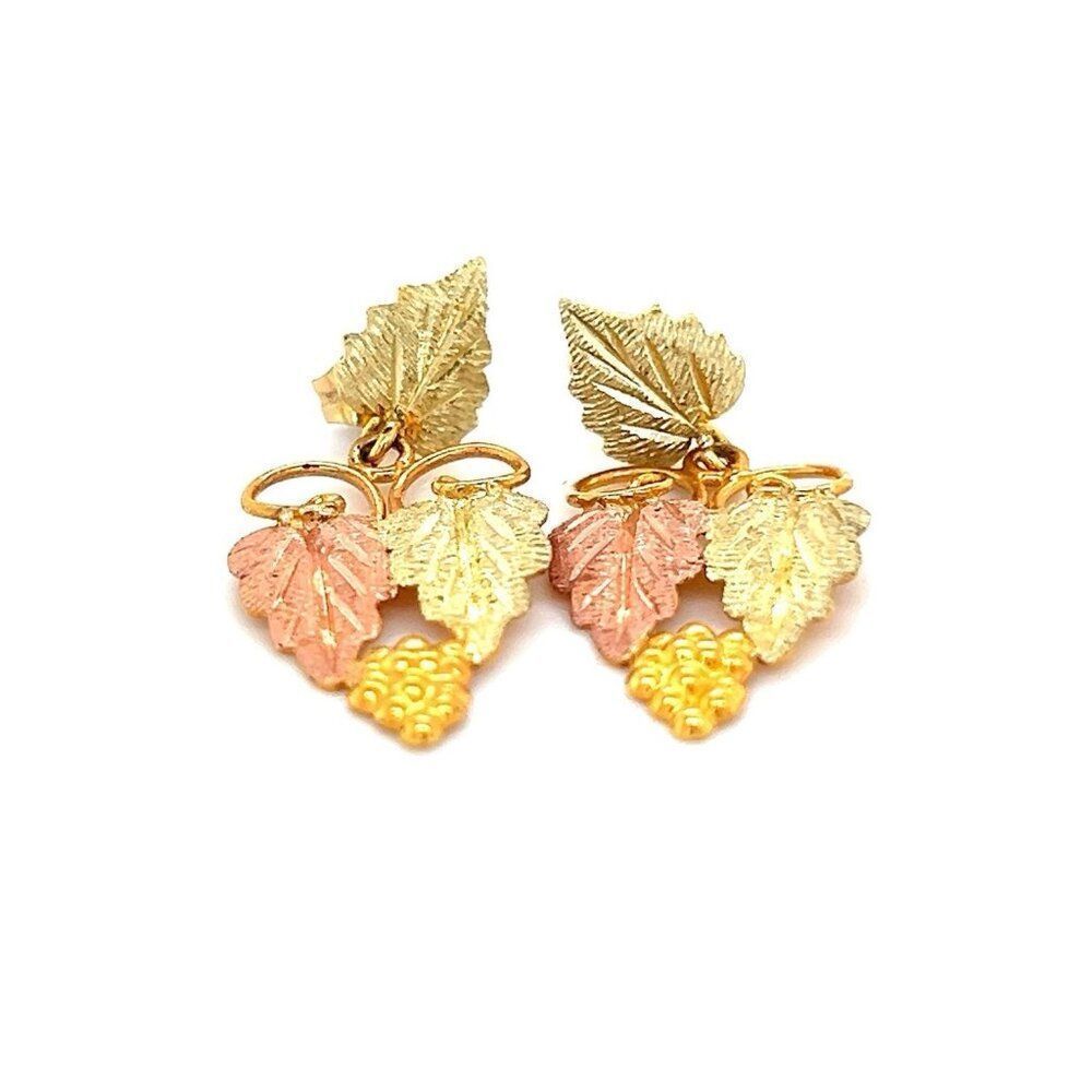 10K‎ Black Hills Gold Leaf Drop Earrings